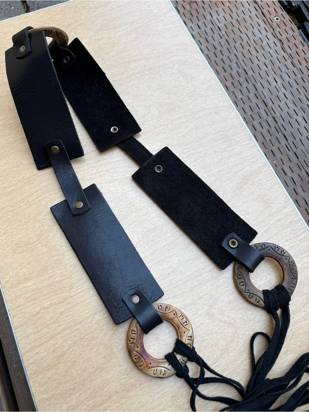 N/A black leather